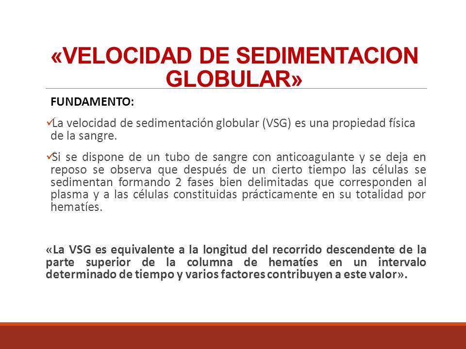 que velocidad de sedimentacion globular que velocidad de sedimentacion globular
